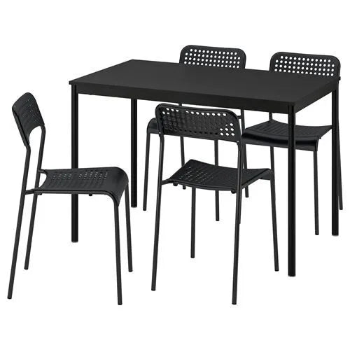 ميز طعام اسود + 4 كراسي