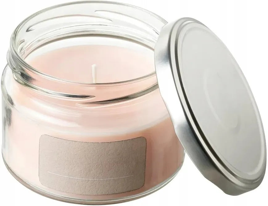 شمع معطر وردي بغطاء